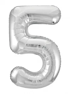 Р 40"/102см Цифра "5" Slim, Серебро / 1 шт / (Россия)