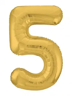 Р 40"/102см Цифра "5" Slim, Золото / 1 шт / (Россия)