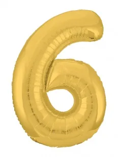Р 40"/102см Цифра "6" Slim, Золото / 1 шт / (Россия)