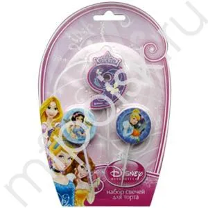 Свеча цифра "9" Дисней Принцессы (медальоны 2 шт.)