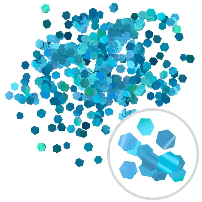 Глиттер "Блестки" лазерный ,Морская волна , 6 мм/100 г./ (Китай)