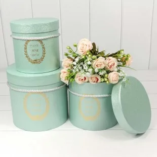 Набор коробок Цилиндр, Для Тебя, Тиффани, Перламутр, 18*18*17 см, 3 шт.