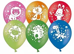 К 12"/30см Зверята, Пастель, Ассорти, 2 ст. / 100 шт.(Китай)