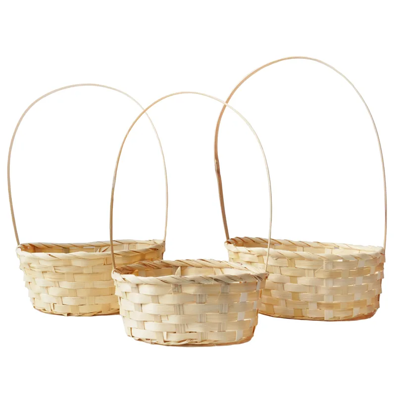 Набор плетеных корзин с ручкой 3 в 1. Бамбук, натуральный 27*21*10 см