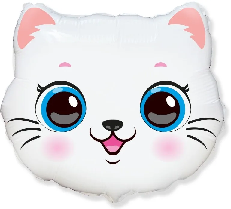 И 22"/56см Голова, Милый Котенок, Белый, 1 шт. (Испания)