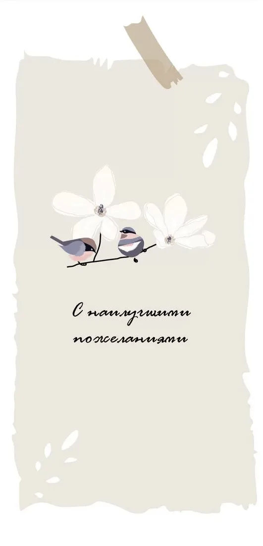 Конверты для денег С наилучшими пожеланиями (птички на цветущей веточке), 5 шт.