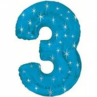B 42 Цифра "3" синий в упаковке / Three / 1 шт / (США)