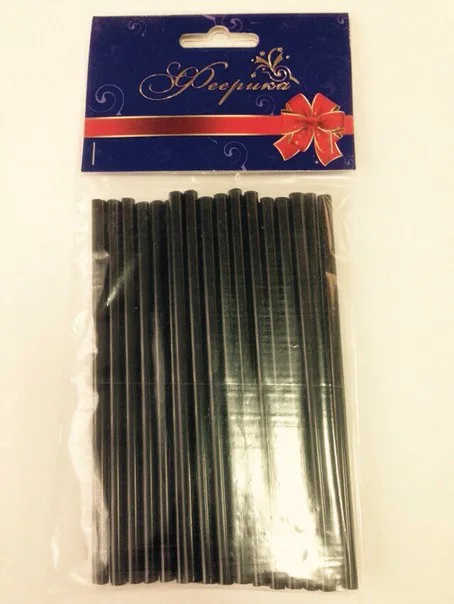 Трубочка для  коктейля  0,7*14 "БАР-НОЧЬ" черная / уп. 25 шт.