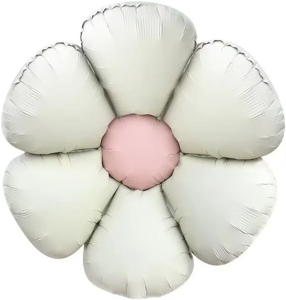 F 24"/61см Цветок, Ромашка (надув воздухом), Кремовый, Сатин, 1 шт.(Китай)