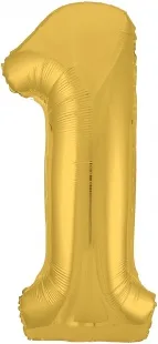 Р 40"/102см Цифра "1" Slim, Золото / 1 шт / (Россия)
