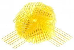 Бант Шарт органза Полоска Желтый 16 см / 10 шт.