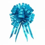 Бант Шарт органза Полоска Голубой 16 см /10 шт.