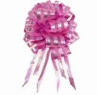 Бант Шарт органза Полоска Розовый 16 см 10 шт.