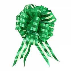 Бант Шарт органза Полоска Зеленый 16 см /10 шт.