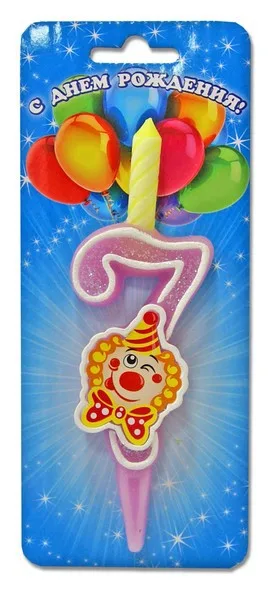 Свеча тортовые цифры "С клоуном" 7 /1 шт/