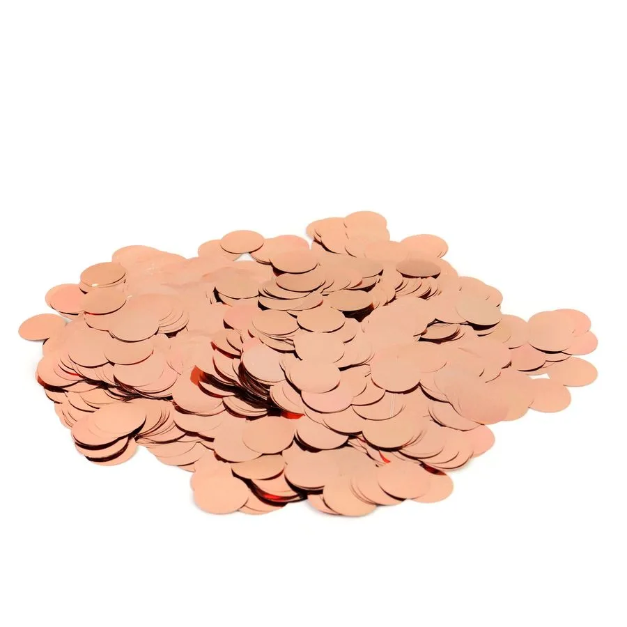 Конфетти фольга Круги 1,5 см розовое золото (50 гр/уп.) (для шаров)