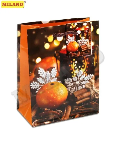 ОПТИМА Пакет подарочный  Мандарин и корица (S) 12 х 15 х 9