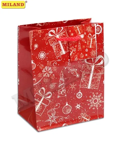 Пакет подарочный Новогодний орнамент (S) 12 х 15 х 6