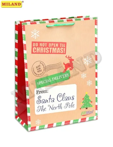 Пакет подарочный Письмо от санты (L-Kraft) 26 х 33 х 14