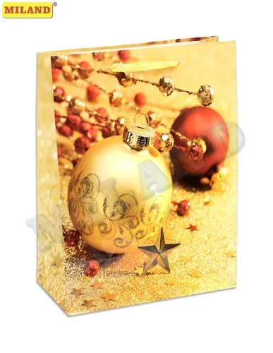Пакет подарочный Новогодние украшения (L) 26 х 33 х 14