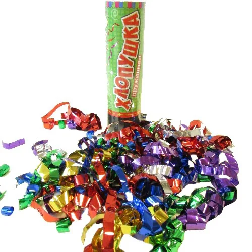 Хлопушка пружинная 16 см серпантин фольга