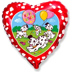 И 18"/46см Далматинцы С днем Рождения (красный)/ 1 шт / (Испания)