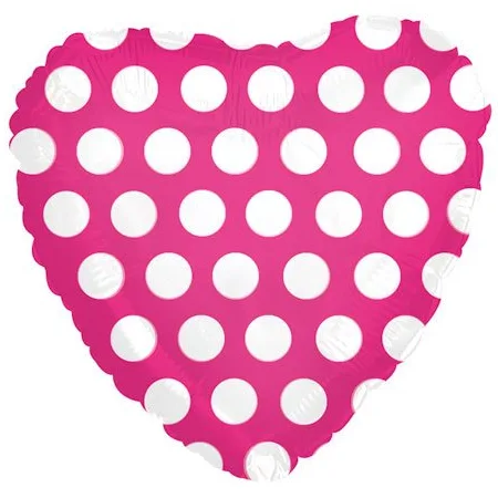 И 18  Сердце  в белый горошек, фуше/ 1 шт / (Америка)