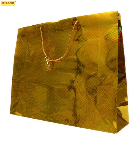 Пакет подарочный Золотые ромбы-2  (ХХL-голография) 47 х 40 х 14