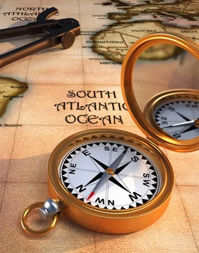 Пакет подарочный  Золотой компас (S) 12 х 15 х 9