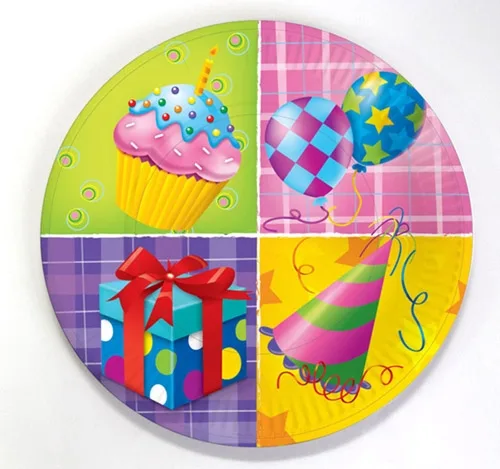 Тарелка бумажная "С Днем Рождения!" (17 см 6 шт)