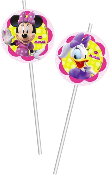 Трубочки для коктейля "Стильная Минни"/ 6 шт.