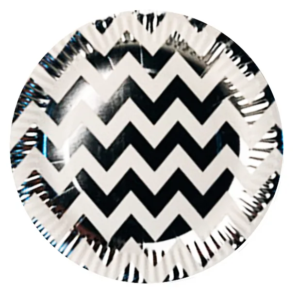 Тарелки 18 см. "Зигзаг серебряный" /набор 6 шт./(Китай)