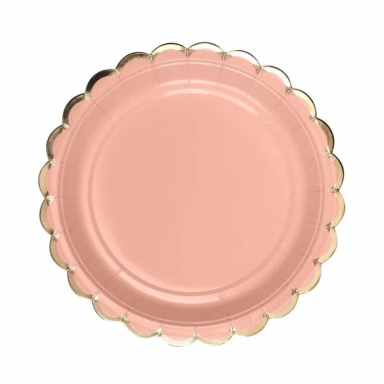 Тарелки 18 см. "Пудровые с золотом" /набор 6 шт./(Китай)