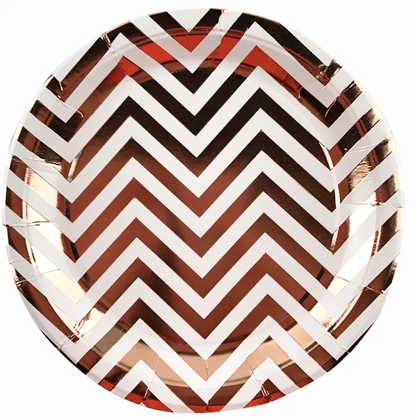 Тарелки 18 см. "Зигзаг Роза Голд" /набор 6 шт./(Китай)