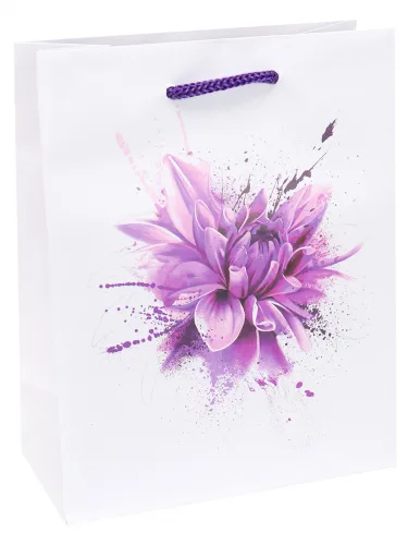 Пакет подарочный с матовой ламинацией 18x23x10 см (M) Цветочный эскиз.