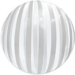 F 18"/46 см Сфера 3D, Deco Bubble, Серебряные полосы, Прозрачный, 1 шт. в упак. (Китай)
