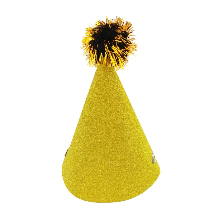 Колпаки с глиттером Золотые/ набор 6 шт./(Китай)