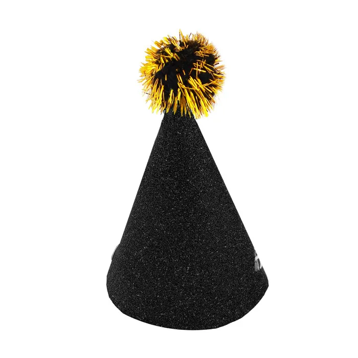 Колпаки с глиттером Черные/ набор 6 шт./(Китай)