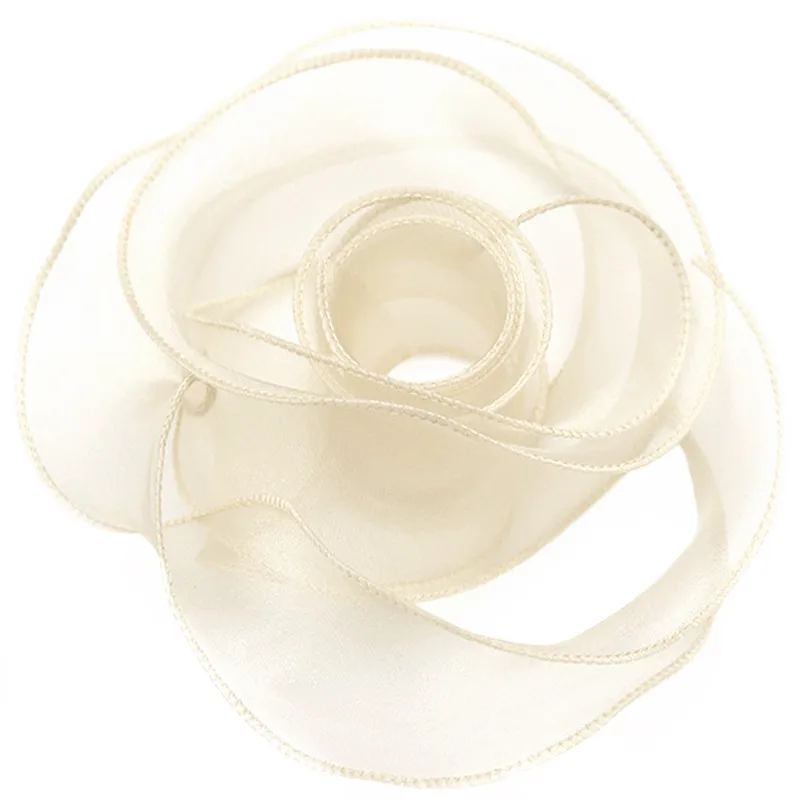 Лента декоративная (4 см*9,14 м) Органза с леской, Кремовый, 1 шт.