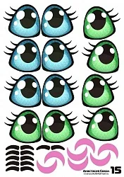 Наклейки "Глаза.Рты №15" 6 компл.