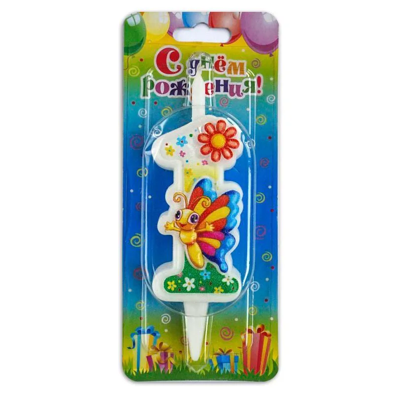 Свеча тортовая цифра "Бабочка" 1 /1 шт/