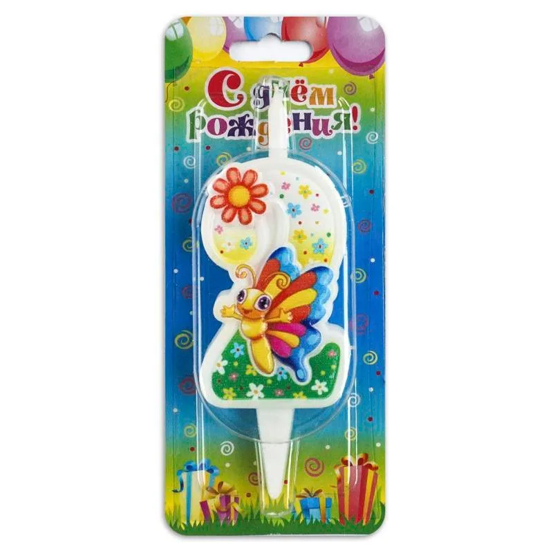 Свеча тортовая цифра "Бабочка" 2 /1 шт/