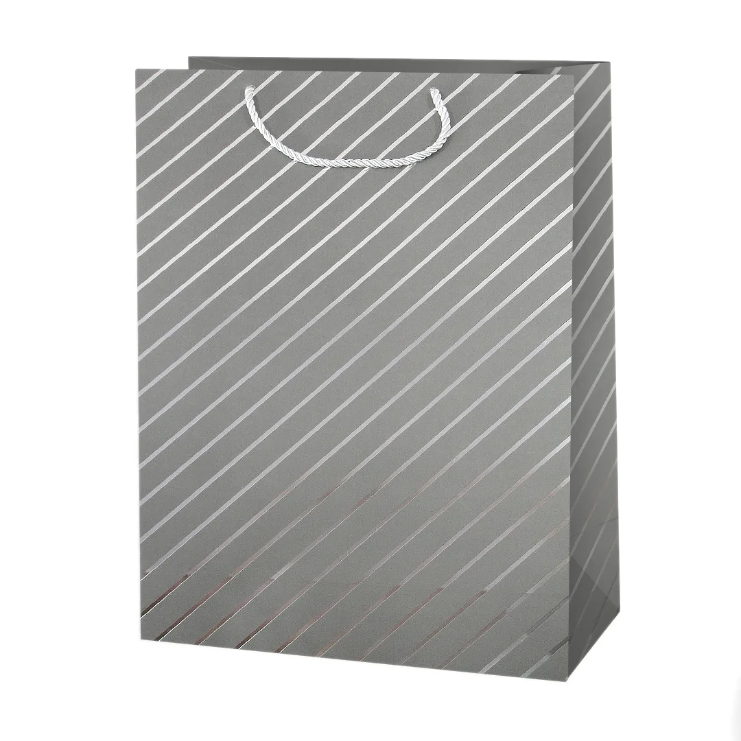 Пакет подарочный, Элегантная диагональ, Дизайн №4, Металлик, 23*18*10 см, 1 шт.
