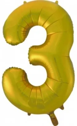 F 34"/86 см Цифра "3", Золото/ 1 шт /(Китай)