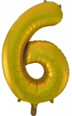 F 34"/86 см Цифра "6", Золото/ 1 шт /(Китай)