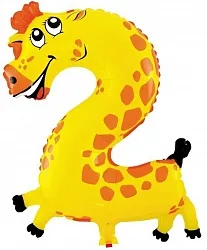 F 16"/41 см Цифра "2" Жираф / 1 шт.(Китай)