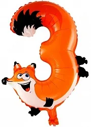 F 16"/41 см Цифра "3" Лиса / 1 шт.(Китай)