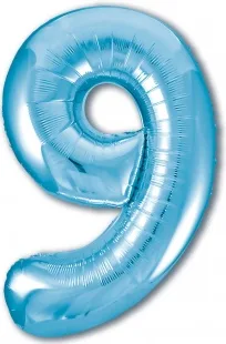 Р 40"/102см Цифра "9" Slim, Голубой / 1 шт / (Россия)