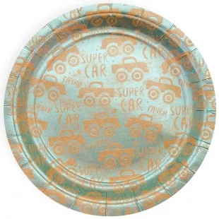 Тарелки "Супер машинки" крафт, голубой, 18 см./ уп. 6 шт.
