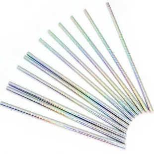 Трубочки для коктейлей Искрящееся сеоребро, Голография, 12 шт.